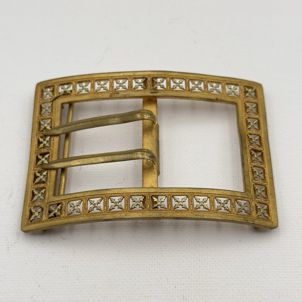 Gold Decorative Double-Prong Belt Buckle - Women Accessories